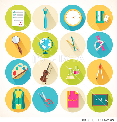 back to school abstract background of flat icons orange concept. back to school abstract background of flat icons orange concept. 13180469