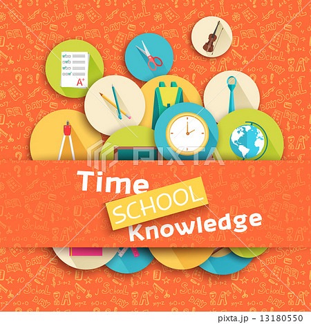 back to school abstract background of flat icons orange concept. 13180550