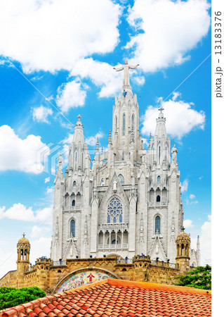 Temple on top of Mount Tibidabo, the Temple of the Sacred Heart. Barcelona. 13183376