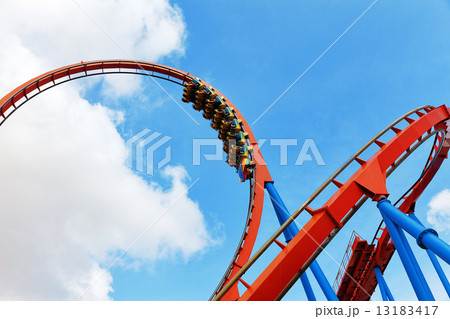 Roller Coaster in amusement park. Roller Coaster in amusement park. 13183417