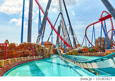 Roller Coaster in amusement park. Roller Coaster in amusement park. 13183927