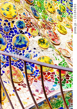 Roof, housetop  Gaudi's  creation-house Casa Batlo. 13184203