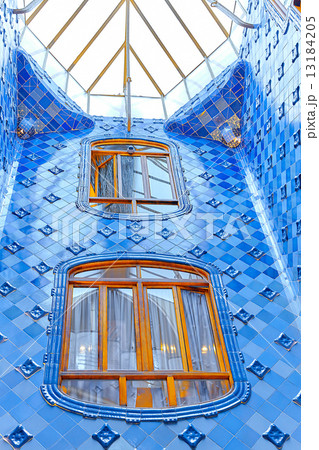 Interior and inner chambers Gaudi's  creation-house Casa Batlo. 13184205