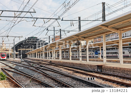 Modern high speed train at the railways stantion. 13184221