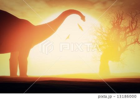 Mysterious Magical Prehistoric Fantasy Forest in the Sunset Sunrise 3D artwork 13186000