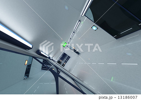 Ultra Modern Futuristic Building Corridor Illustration 3D artwork Ultra Modern Futuristic Building Corridor Illustration 3D artwork 13186007