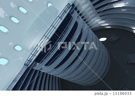 Ultra Modern Futuristic Data Center Illustration 3D artwork 13186033