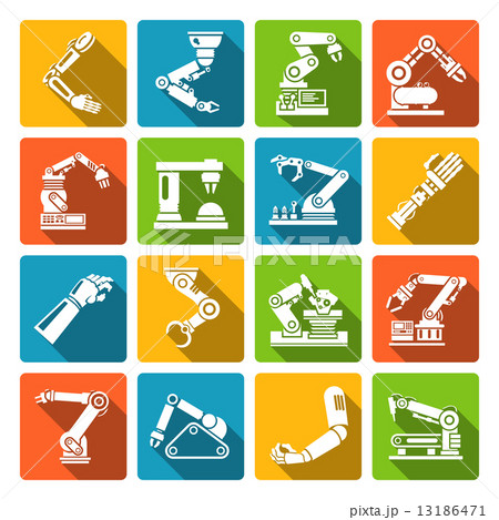 Robotic arm icons flat Robotic arm icons flat 13186471
