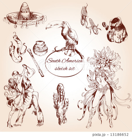 South america sketch set 13186652