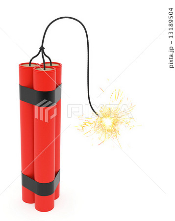 Dynamite with burning wick on white 13189504