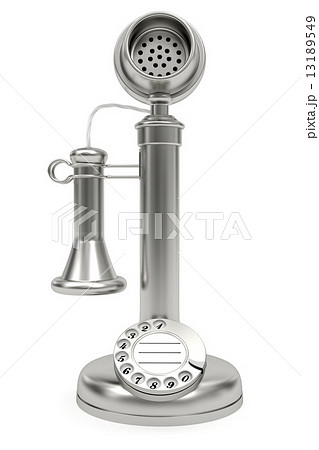 Silver retro-styled telephone on white 13189549