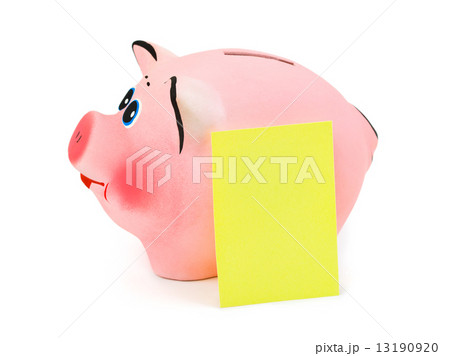 Piggy bank and note paper Piggy bank and note paper 13190920
