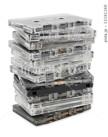 Stack of audio cassettes 13191160
