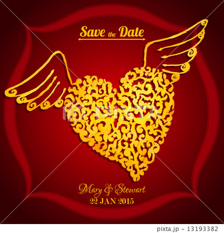 Save the date card with watercolor flying heart 13193382