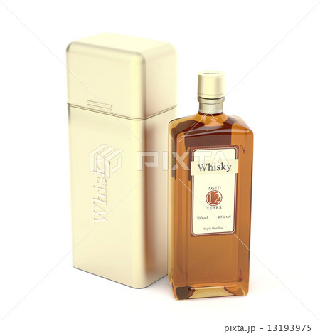 Whisky bottle and metal box 13193975