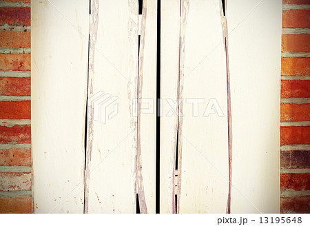 Background made of wooden boards and bricks. 13195648