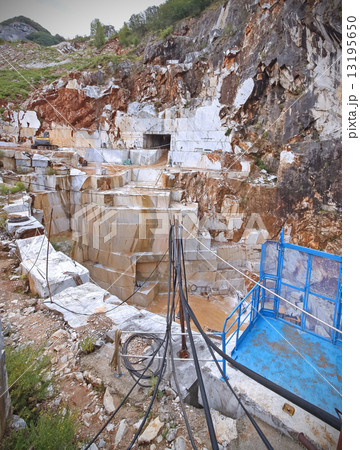 Marble mine in rainy season in Carrara, Italy. 13195650