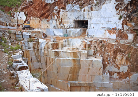Marble mine in rainy season in Carrara, Italy. 13195651