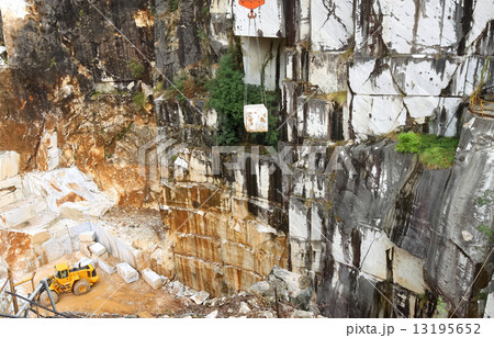 Marble mine in rainy season in Carrara, Italy. 13195652