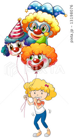 A happy young lady with three balloons 13198076
