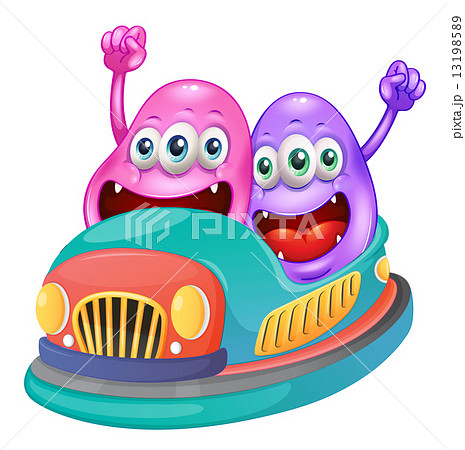 Monsters riding on a bumpcar 13198589