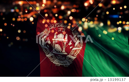 Afghanistan National Flag Light Night Bokeh Abstract Background 13199137
