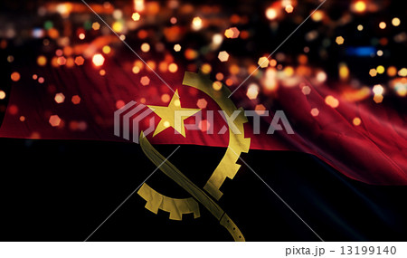 Angola National Flag Light Night Bokeh Abstract Background 13199140