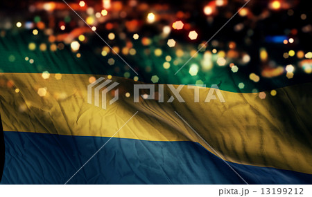 Gabon National Flag Light Night Bokeh Abstract Background Gabon National Flag Light Night Bokeh Abstract Background 13199212