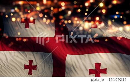Georgia National Flag Light Night Bokeh Abstract Background 13199213