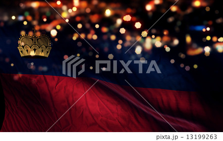 Liechtenstein National Flag Light Night Bokeh Abstract Background 13199263