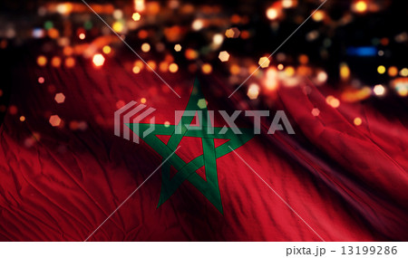 Morocco National Flag Light Night Bokeh Abstract Background Morocco National Flag Light Night Bokeh Abstract Background 13199286