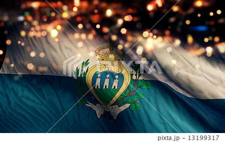 San Marino National Flag Light Night Bokeh Abstract Background 13199317