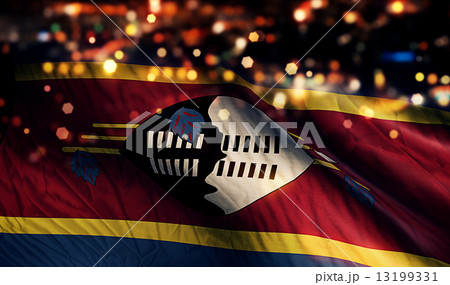 Swaziland National Flag Light Night Bokeh Abstract Background Swaziland National Flag Light Night Bokeh Abstract Background 13199331