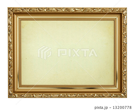 Gold frame on white background 13200778