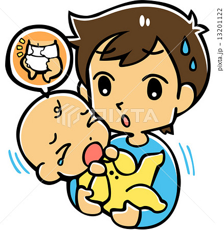 赤ちゃんとパパ おむつ のイラスト素材 13201122 Pixta
