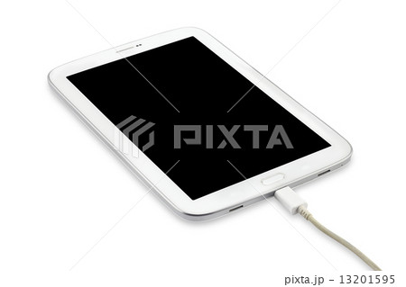 Charging Tablet pc isolated on white background Charging Tablet pc isolated on white background 13201595