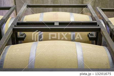 Closeup view of wine cellar with casks 13201675