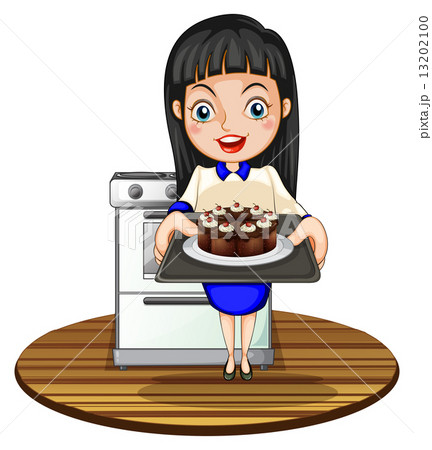 A girl baking a cake 13202100
