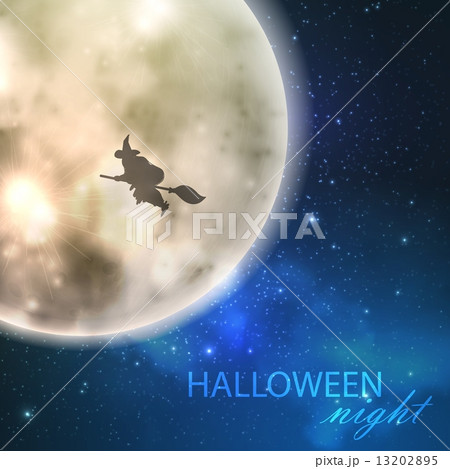 Halloween vector illustration with full moon and witch on the night sky background Halloween vector illustration with full moon and witch on the night sky background 13202895