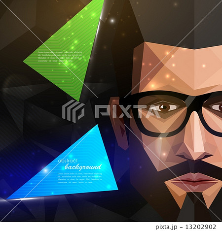 illustration with man face in polygonal style. modern poster of fashion, beauty or entertainment con 13202902