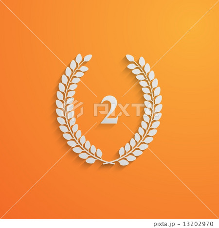 vector illustration of laurel wreath.3d paper design with long shadow. 2 place 13202970