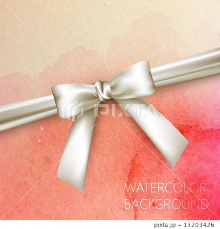 vector abstract watercolor background with white bow and ribbon  vector abstract watercolor background with white bow and ribbon  13203426
