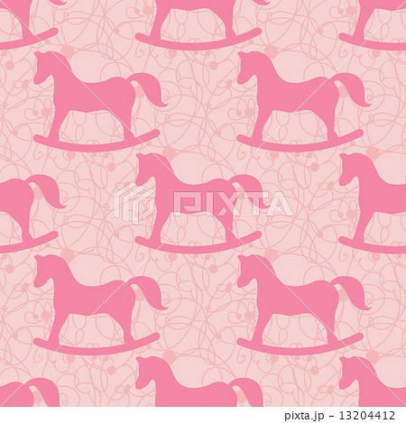 Christmas seamless hand-drawn pattern with rocking toys horses, vector illustration. Christmas seamless hand-drawn pattern with rocking toys horses, vector illustration. 13204412