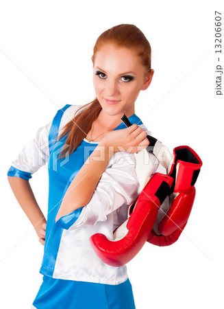 Pretty girl with boxing gloves Pretty girl with boxing gloves 13206607