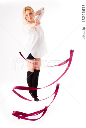rhythmic gymnastics woman with red tape rhythmic gymnastics woman with red tape 13206633