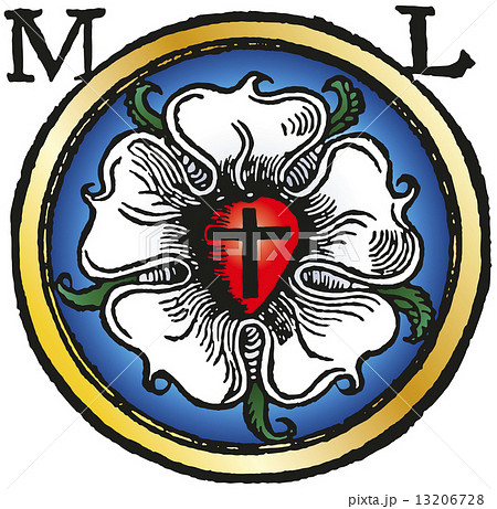 Colored Luther Rose Woodcut 13206728