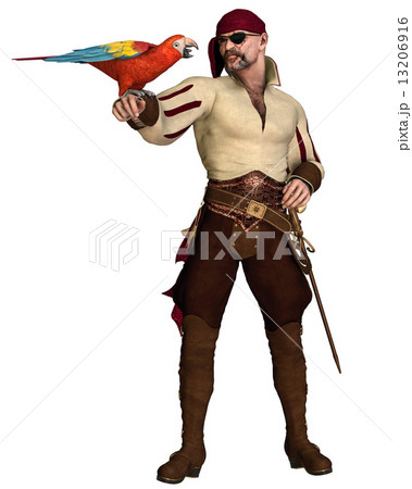 Old Pirate with Parrot 13206916