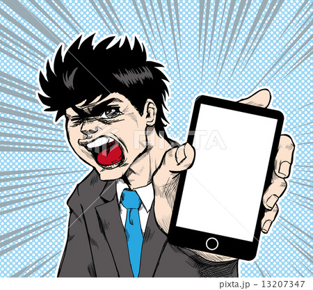 レトロ漫画風 スマートフォン 男性 レトロ漫画風 スマートフォン 男性 13207347