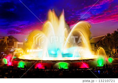 The famous Montjuic Fountain in Barcelona. The famous Montjuic Fountain in Barcelona. 13210721