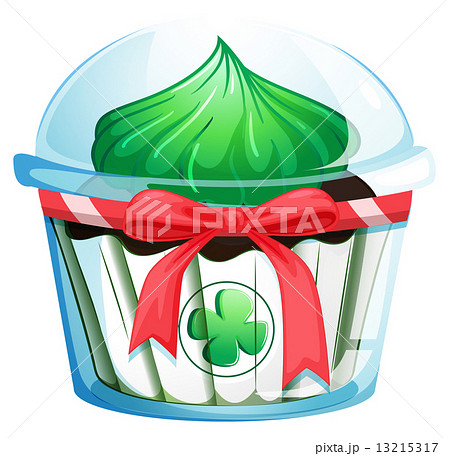A cupcake with a green icing A cupcake with a green icing 13215317